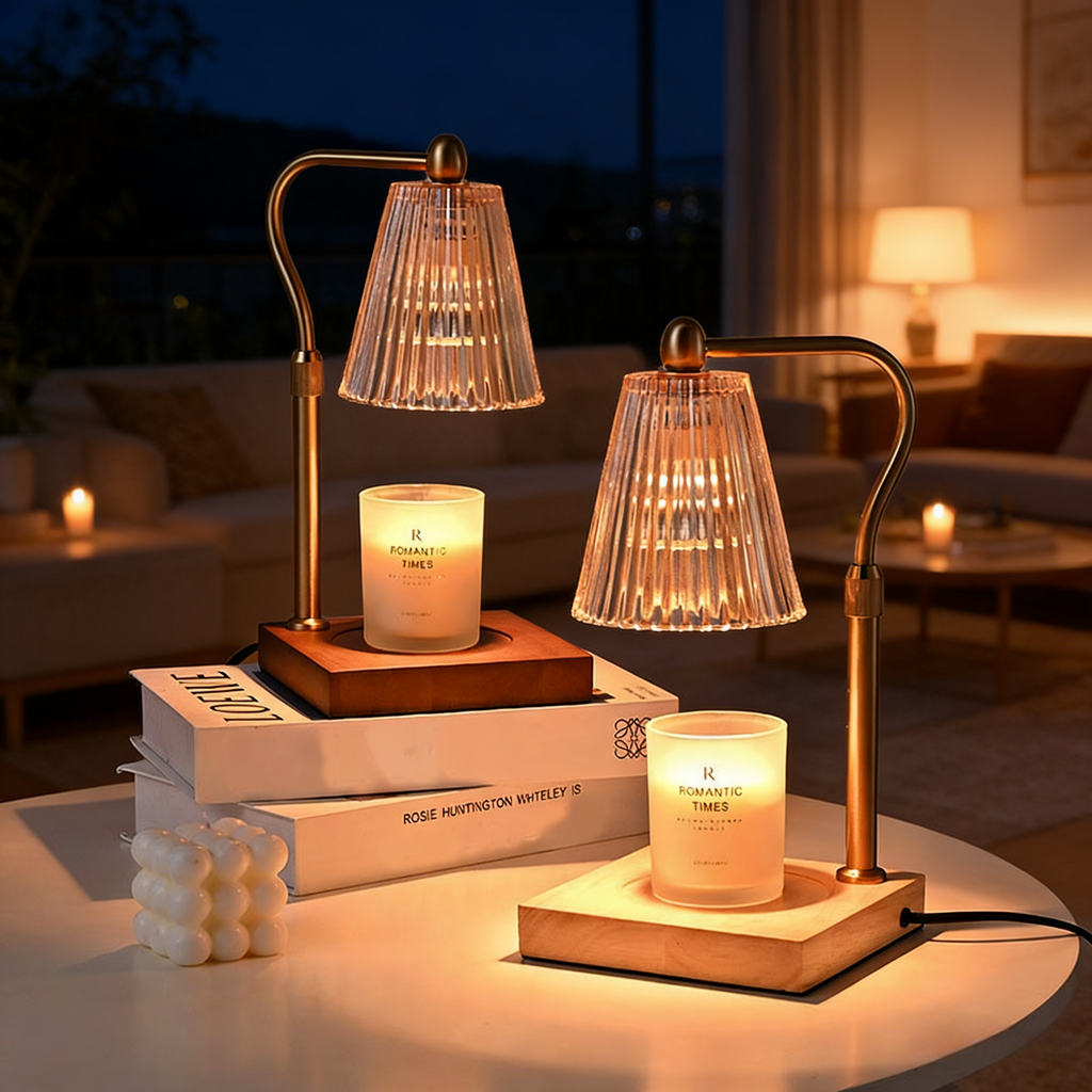 Bedside lamp with melting wax lamp