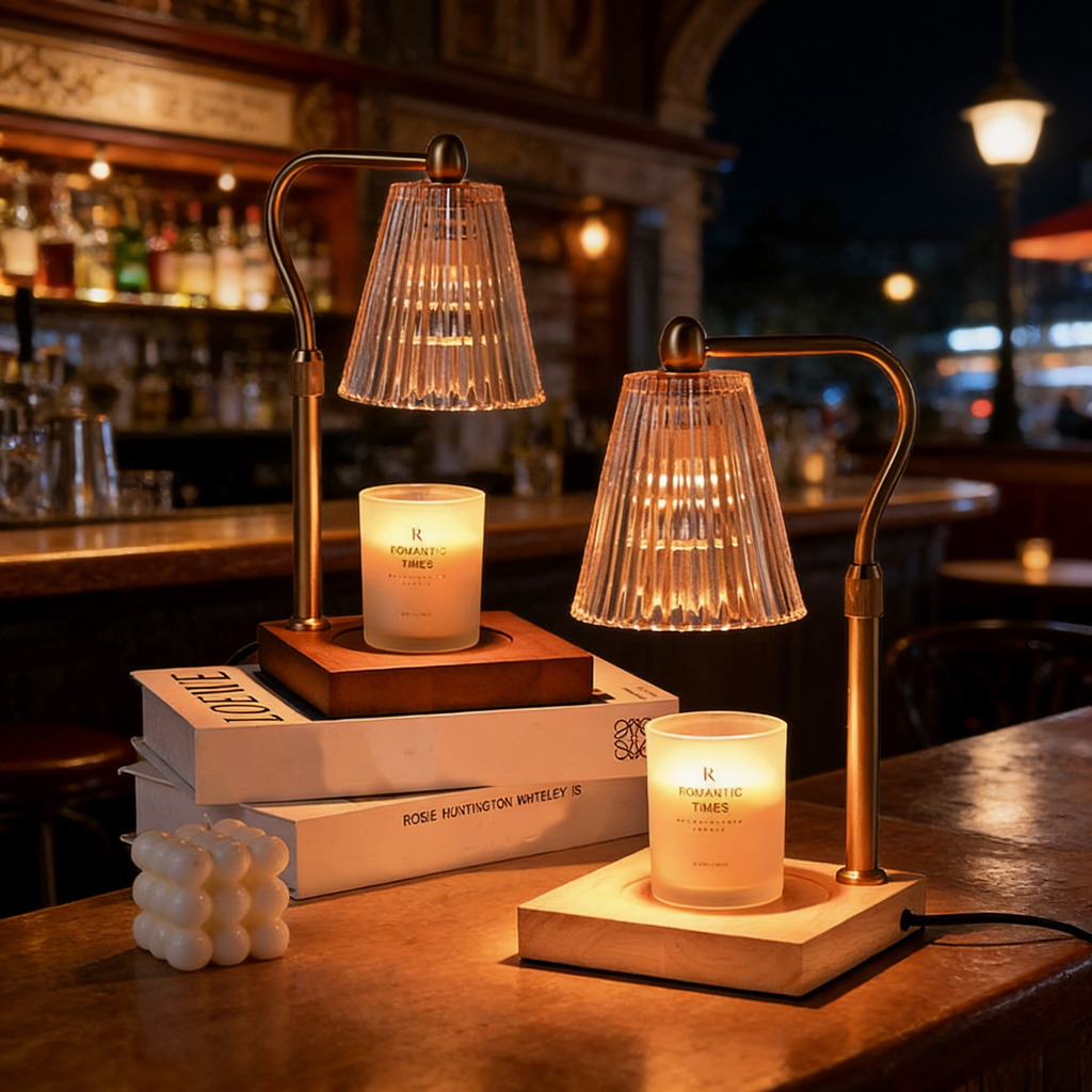 Bedside lamp with melting wax lamp