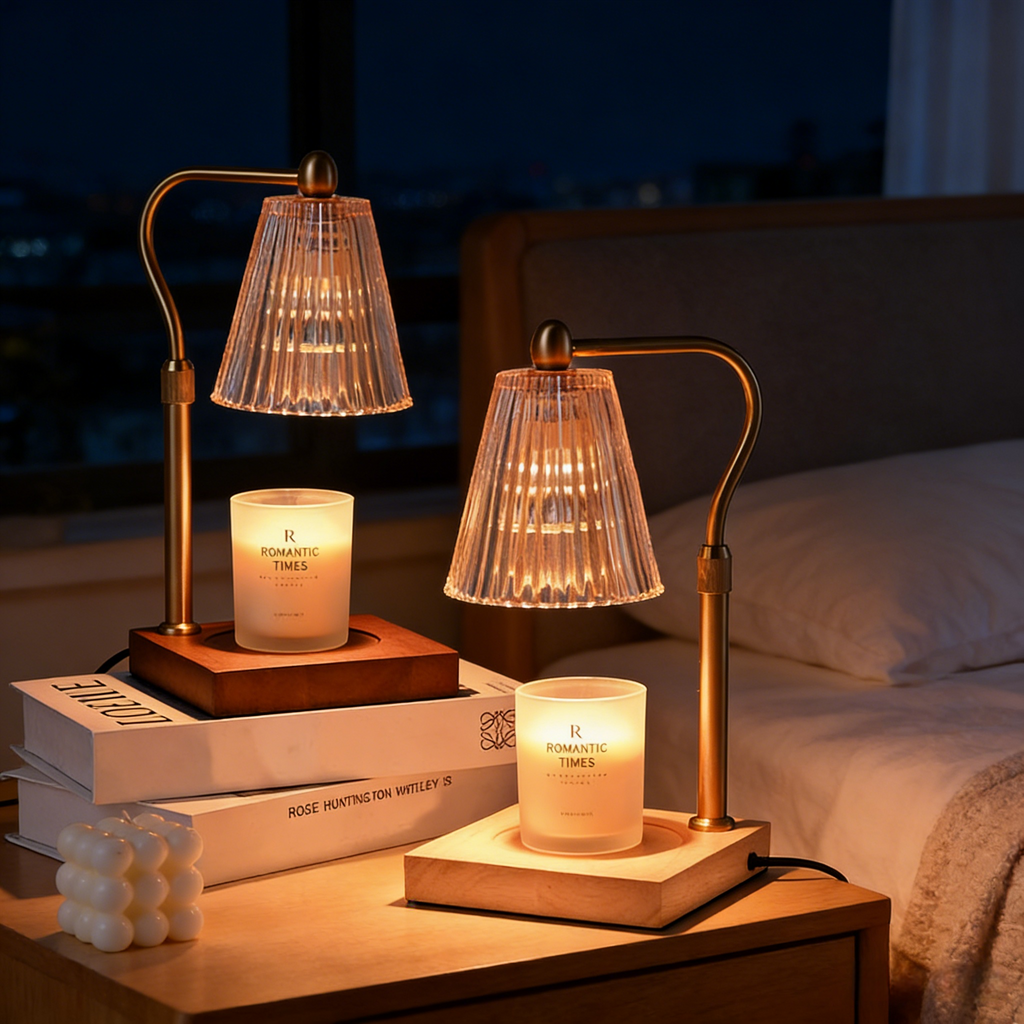 Bedside lamp with melting wax lamp