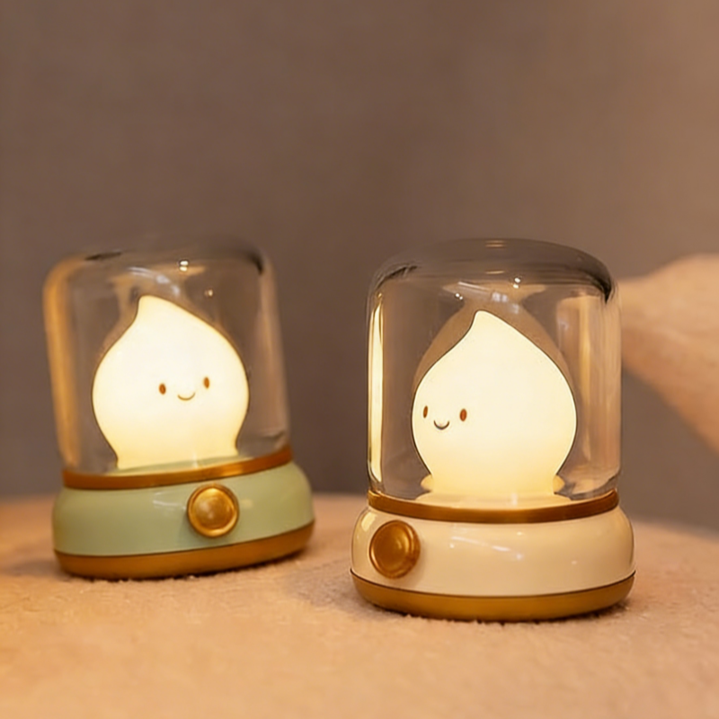 Cute Q-version Flame Lamp Rechargeable Night Light