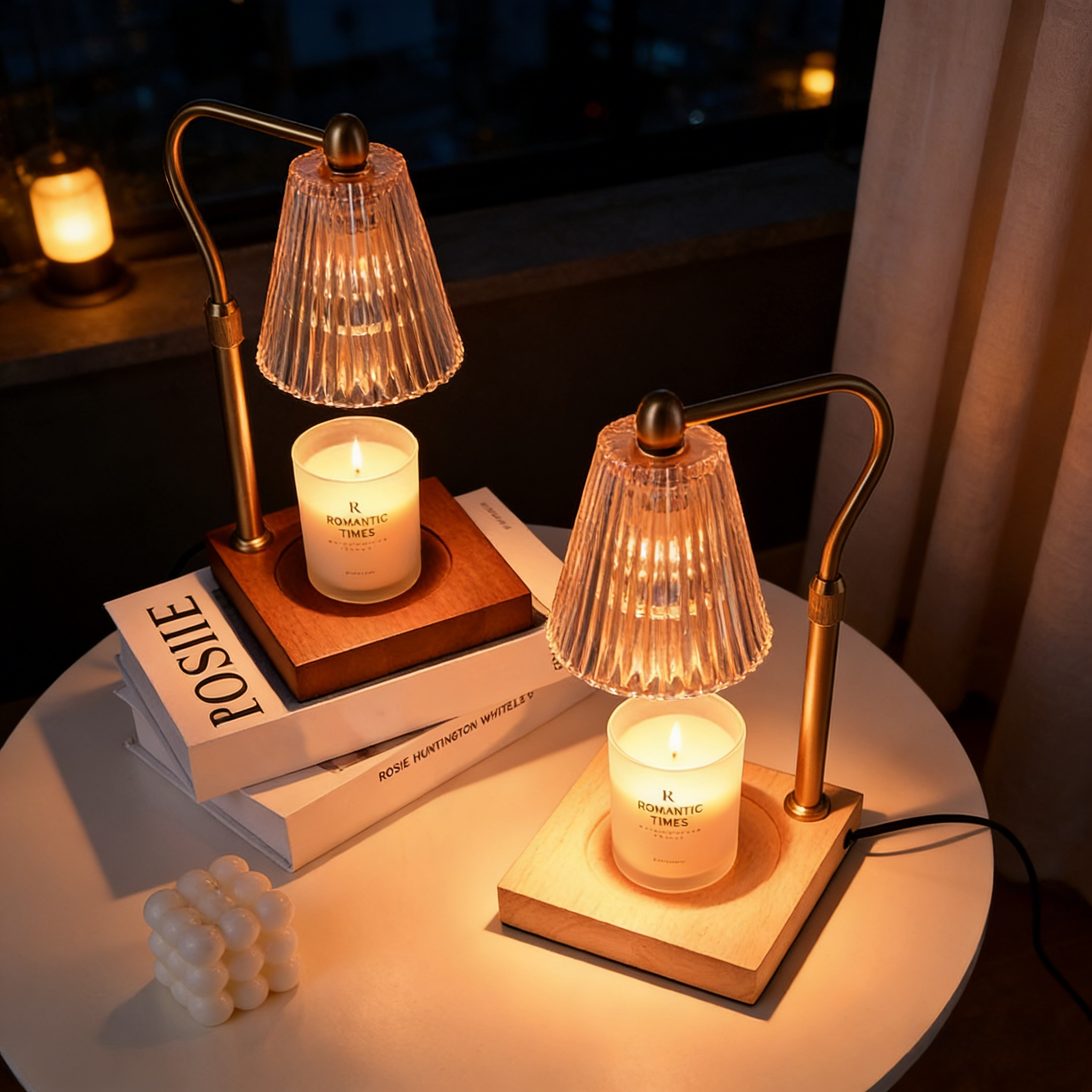 Bedside lamp with melting wax lamp