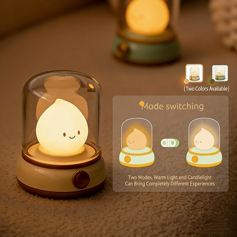 Cute Q-version Flame Lamp Rechargeable Night Light