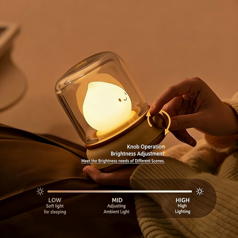 Cute Q-version Flame Lamp Rechargeable Night Light